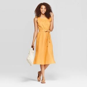NWT Marigold-Colored Cotton Midi Wrap Dress
